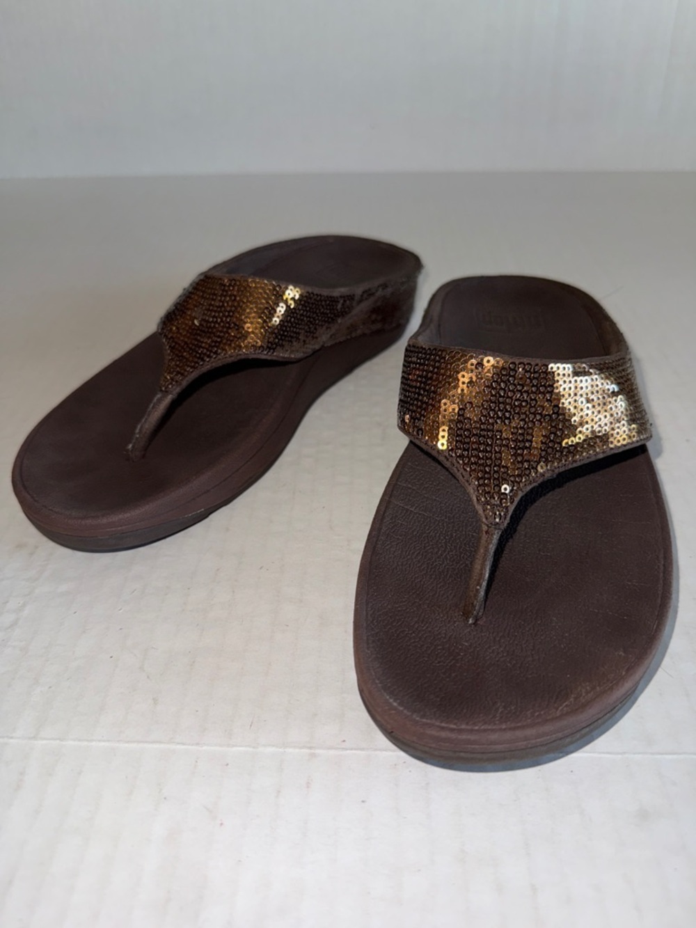 FitFlop Brown With Bronze Sequins Fitness Sandals